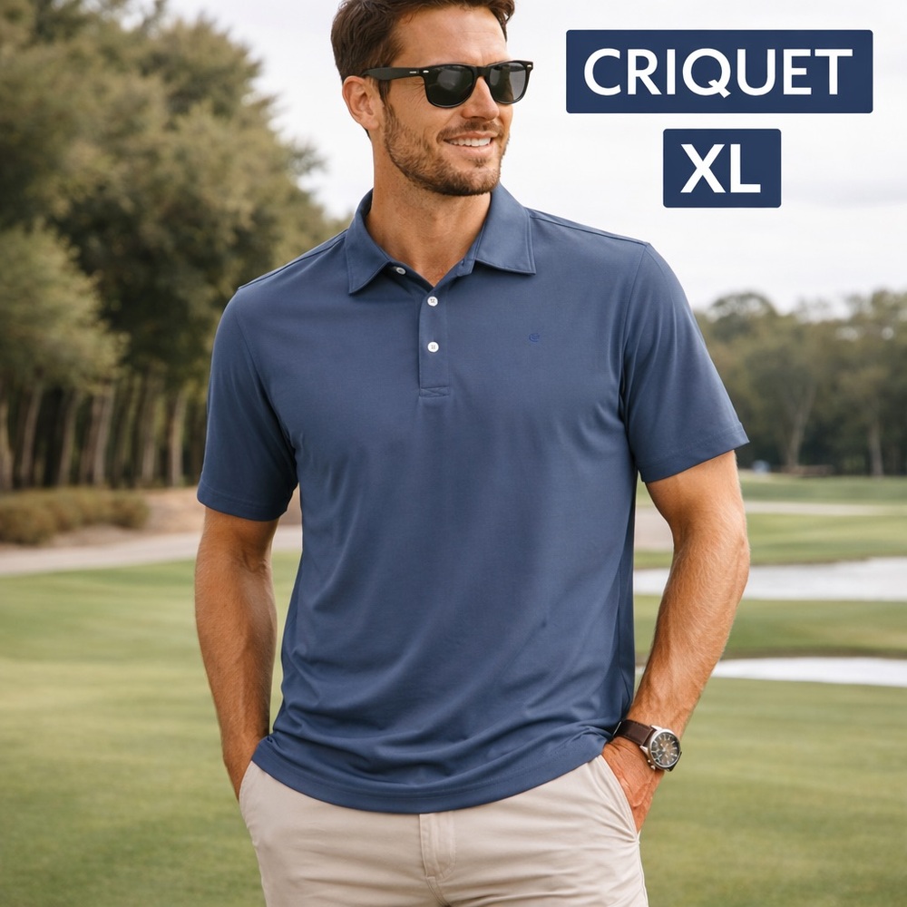 Criquet mens sz XL Blue Pima Blend Performance Polo Golf Shirt preppy old money